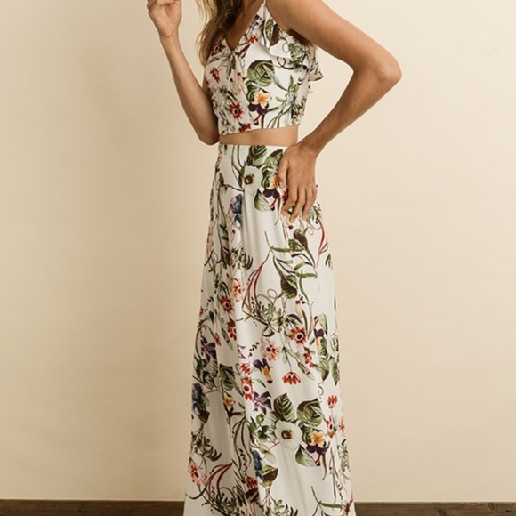 box pleated culotte -sunbeam yellow floral main image 0